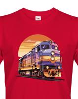 Pánské tričko s vlakem - krásný barevný motiv s plnými barvami