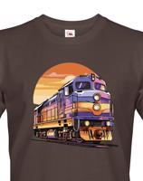 Pánské tričko s vlakem - krásný barevný motiv s plnými barvami