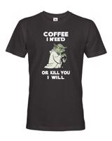 Pánské tričko - Yoda I need coffee - ideální dárek
