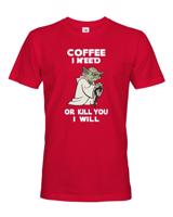 Pánské tričko - Yoda I need coffee - ideální dárek