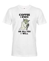 Pánské tričko - Yoda I need coffee - ideální dárek