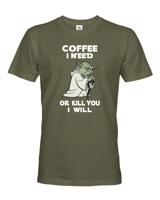 Pánské tričko - Yoda I need coffee - ideální dárek