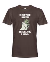 Pánské tričko - Yoda I need coffee - ideální dárek