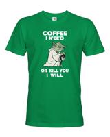 Pánské tričko - Yoda I need coffee - ideální dárek
