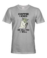Pánské tričko - Yoda I need coffee - ideální dárek