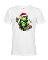 Pánské triko Grinch na skateboardu - skvělé vánoční triko