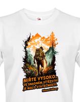 Pánské  triko s citátem Edmunda Hillaryho - Miřte vysoko - triko pro cestovatele