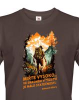 Pánské  triko s citátem Edmunda Hillaryho - Miřte vysoko - triko pro cestovatele