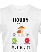 Pánské triko s potiskem Houby volají - triko pro houbaře