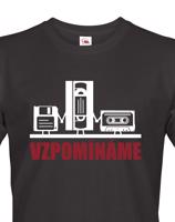 Pánské triko s retro motivem Vzpomínáme - disketa, video a audio kazeta