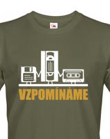 Pánské triko s retro motivem Vzpomínáme - disketa, video a audio kazeta