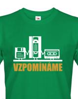 Pánské triko s retro motivem Vzpomínáme - disketa, video a audio kazeta