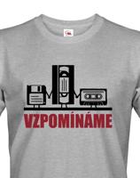 Pánské triko s retro motivem Vzpomínáme - disketa, video a audio kazeta