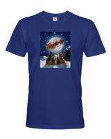 Pánské vánoční tričko s potiskem santových saní - skvělé vánoční tričko