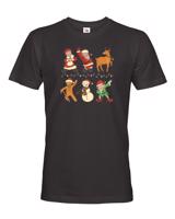 Pánské vánoční tričko s potiskem vánočních postaviček - vánoční tričko