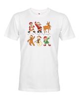 Pánské vánoční tričko s potiskem vánočních postaviček - vánoční tričko