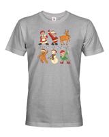 Pánské vánoční tričko s potiskem vánočních postaviček - vánoční tričko