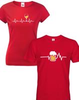 Párová trička tep vína a tep piva - dokonale Valentýnské dárky