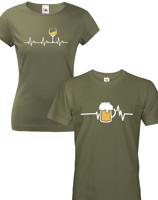 Párová trička tep vína a tep piva - dokonale Valentýnské dárky