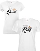 Párová trika Her King a His Queen -  skvělý dárek nejen k Valentýnu