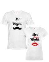 Párová trika Mr Right a Mrs Always Right - ideální trika pro zamilované
