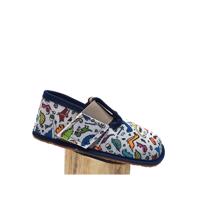 PEGRES PAPUČKY BF01 Textilní DINOSAURUS Modrá Dětské barefoot přezůvky - 24