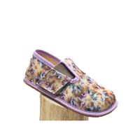 PEGRES PAPUČKY BF01 Textilní JEDNOROŽEC Fialová Dětské barefoot přezůvky - 28