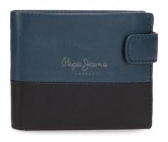Pepe Jeans Con Monedero kožená peněženka s přezkou - modrá - na šířku
