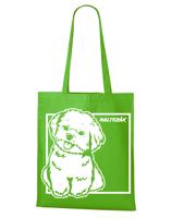 Plátěná nákupní taška s potiskem plemene Maltezák - ekologická plátěná taška