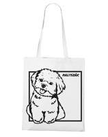 Plátěná nákupní taška s potiskem plemene Maltezák - ekologická plátěná taška