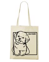 Plátěná nákupní taška s potiskem plemene Maltezák - ekologická plátěná taška