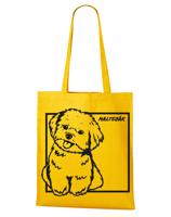 Plátěná nákupní taška s potiskem plemene Maltezák - ekologická plátěná taška