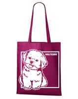 Plátěná nákupní taška s potiskem plemene Maltezák - ekologická plátěná taška