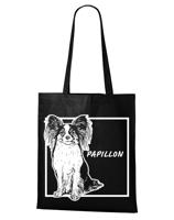 Plátěná nákupní taška s potiskem plemene Papillon - dárek pro milovníky psů