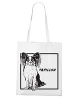 Plátěná nákupní taška s potiskem plemene Papillon - dárek pro milovníky psů