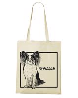 Plátěná nákupní taška s potiskem plemene Papillon - dárek pro milovníky psů
