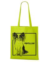 Plátěná nákupní taška s potiskem plemene Papillon - dárek pro milovníky psů