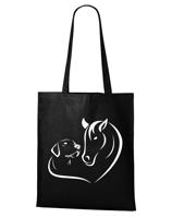 Plátěná taška - Srdce kůň a pes