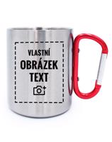 Plechový hrnek s  karabinou a vlastním potiskem  - rychlé dodání