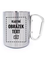 Plechový hrnek s  karabinou a vlastním potiskem  - rychlé dodání