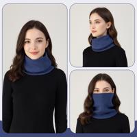 Pletený nákrčník s fleecovou podšívkou Kono - modrý