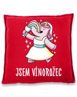 Polštář pro milovníky vína s nápisem Jsem vínorožec - skvělý dárek