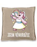 Polštář pro milovníky vína s nápisem Jsem vínorožec - skvělý dárek