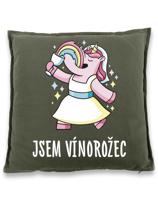Polštář pro milovníky vína s nápisem Jsem vínorožec - skvělý dárek