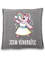 Polštář pro milovníky vína s nápisem Jsem vínorožec - skvělý dárek
