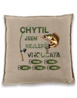 Polštář s rybářským potiskem Chytil jsem nejlepší vnoučata
