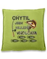 Polštář s rybářským potiskem Chytil jsem nejlepší vnoučata