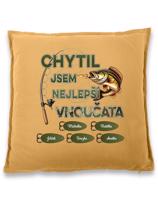 Polštář s rybářským potiskem Chytil jsem nejlepší vnoučata