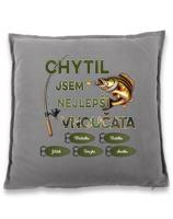 Polštář s rybářským potiskem Chytil jsem nejlepší vnoučata