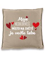 Polštářek  Nejoblíbenější místo na světe -  ideální dárek pro zamilované k Valentýnu